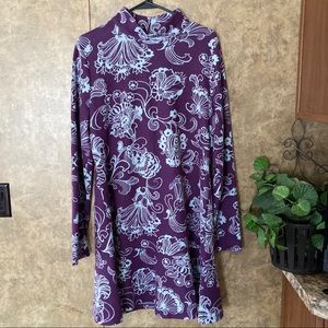 Anthropologie Purple and light sky Blue Paisley A line Back Cut out Soft Dress L